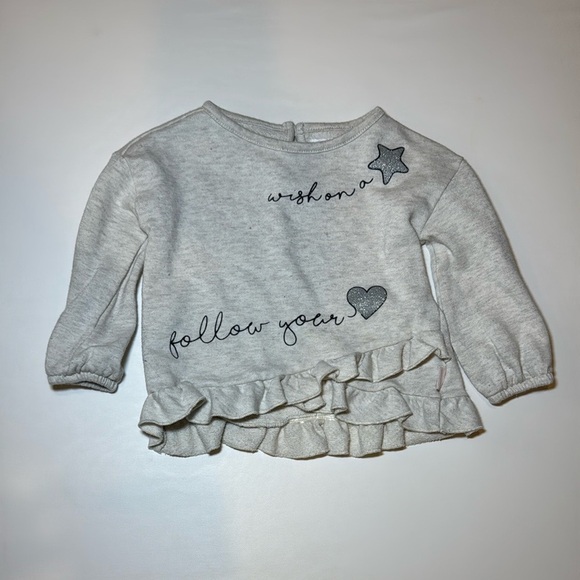 BCBG Girls French Terry Ruffle Top Size 18 Months Cream/Grey - Picture 9 of 9